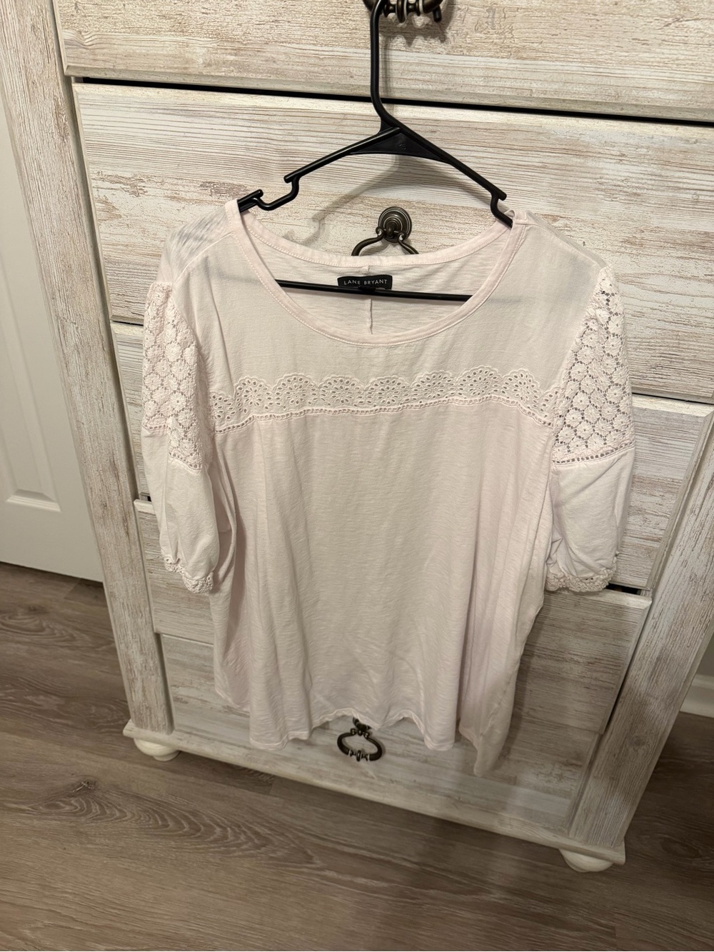 Lane Bryant Light Pink Eyelet Sleeve Knit Top